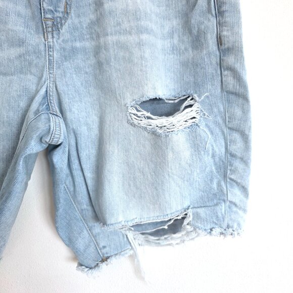 Torrid Distressed Perfect High-Rise Stretch + Rigid Bermuda Denim Shorts, Cutoff - Picture 2 of 12